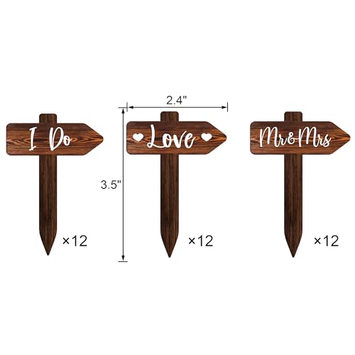 36 PCS Wedding Cupcake Toppers in Wood Rustic Wedding Cake Decoration (36 PCS)