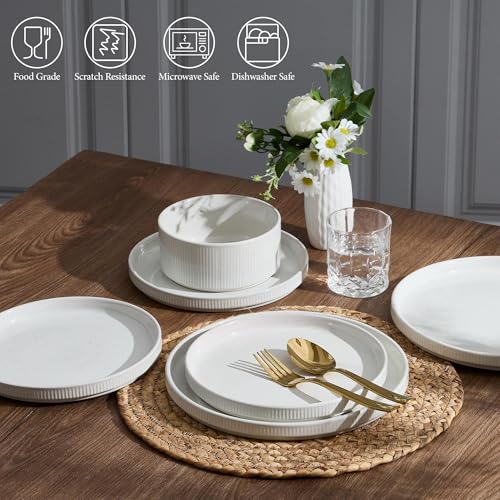 Stoneware Dinnerware Sets (Speckled White / 18pcs for 6)