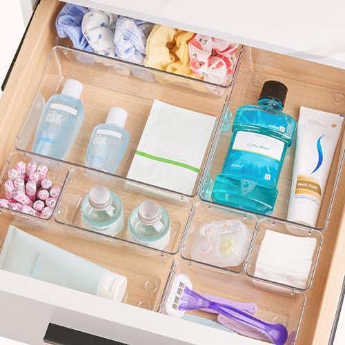 28 Pack Clear Drawer Organizer Bins (Clear)