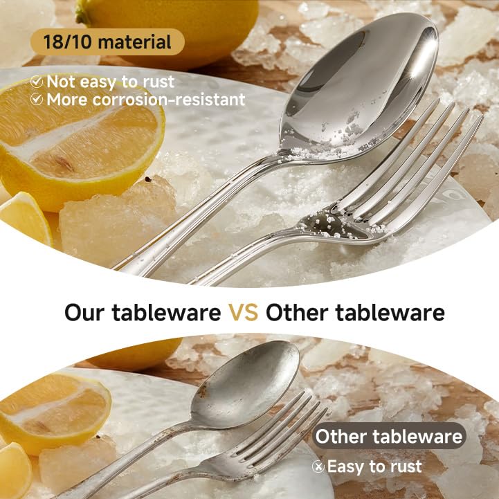 18 10 Stainless Steel Silverware Set for 12 (Silver / 60-Piece)