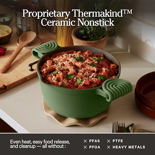 Perfect Pot 6.5 Qt Nonstick Ceramic Pot & Dutch Oven with Lid (6.5 Quarts / Sage)