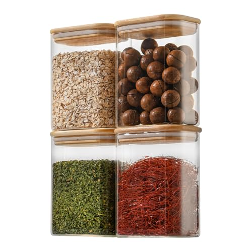 37oz 1.2Qt Rectangle Glass Storage Containers with Lids 4 (37oz*4)