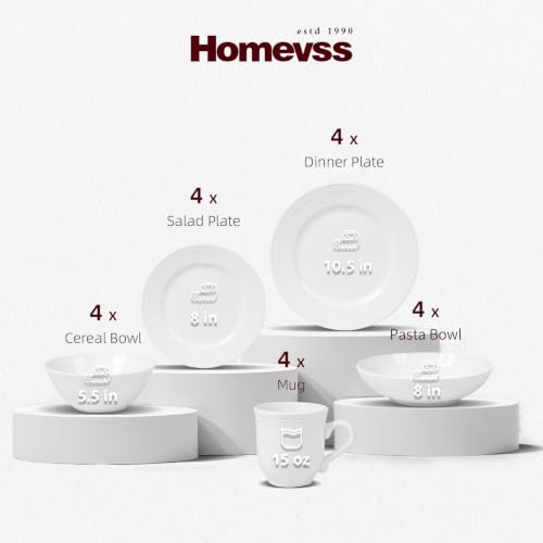 HomeVSS 20 Piece Pearl Dots Stoneware Dinnerware Set (White)
