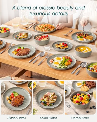 ANYA 24 Pieces Plates and Bowls Set (Stone Gray / 24 Pcs (Service for 8))