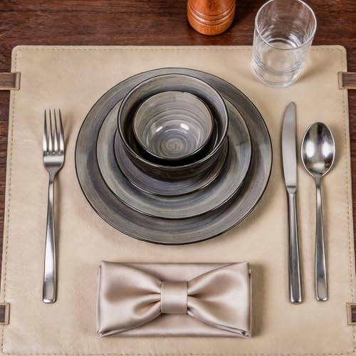 HomeVss Stoneware Sonoma Dinnerware Set (56pc Set / Gray)