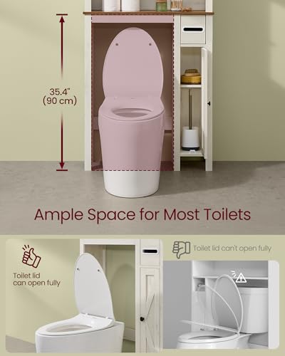 Over the Toilet Storage Cabinet (Rustic White / With side storage(31.3"))