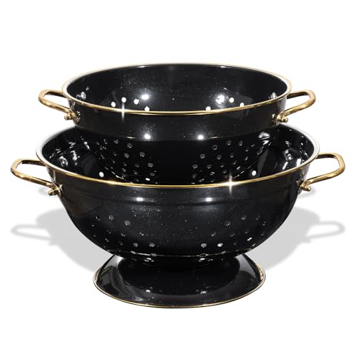 Metal Colander 2 Pack (L-BLACK)