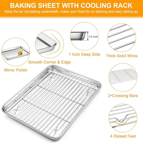 18x13 Inch Stainless Steel Baking Half Sheet with Wire Cooling Rack (17.6x13x1)