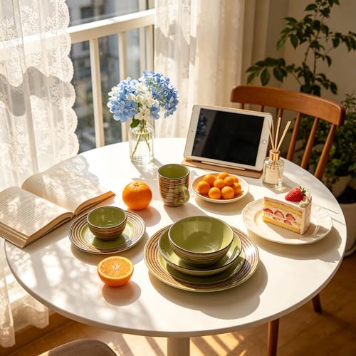 HomeVss 48 Piece Dinnerware Set (Oak Forest / Service for 8 - 48pc Set)