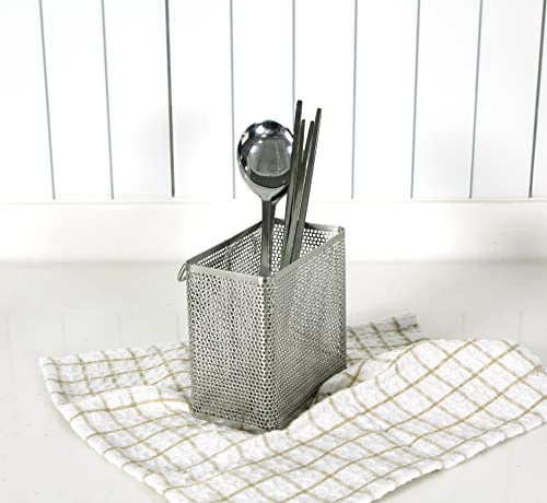 Kitchen Utensil Chopsticks Perforated Holder with Hooks (Small Rectangle)