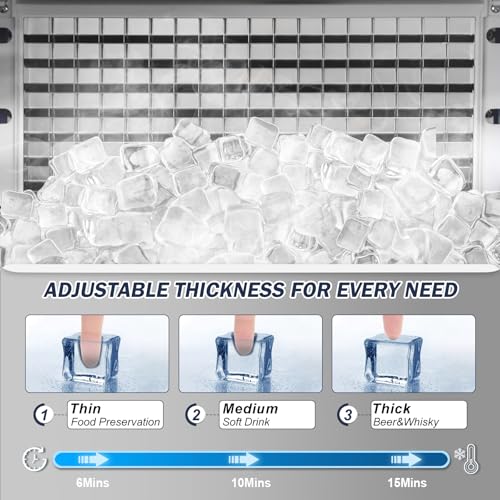 450Lbs 24H Under Counter Commercial Ice Machine with 160LBS Large Storage Bin (450LBS/DAY-Stainless Steel)