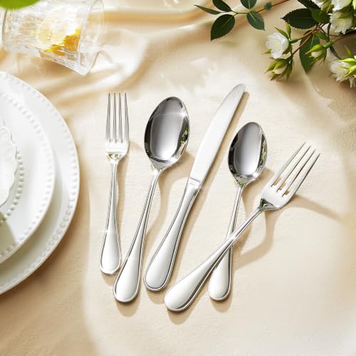 18 10 Stainless Steel Silverware Set for 12 (Silver / 60-Piece)