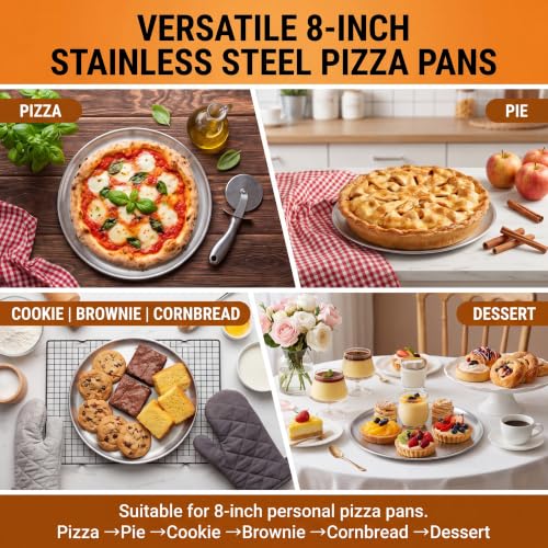 6 Pieces Silver Pizza Pans 8 Inch Bakeware (Silver / 8 Inch)