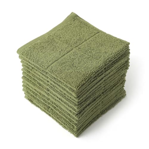 Dishcloths Kitchen Highly Absorbent Dish Rags 100% Cotton Dish Cloths for Washing Dishes (Green / 11x11 inches)