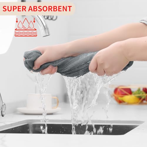 100% Cotton Waffle Weave Kitchen Dish Cloths 8 (Grey / 12 X 12 - 8 Pack)