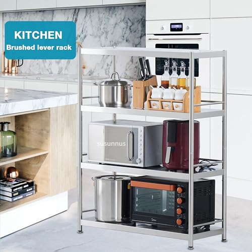 Stainless Shelving with Guardrails (31.5*15.8in-4T(Guardrails))