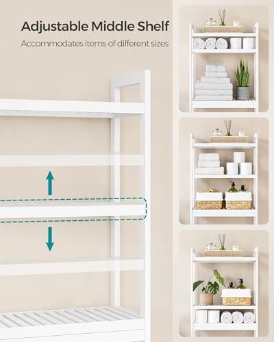 3 Tier Bamboo Over The Toilet Storage (3 Tiers (66.9"H) / Cloud White)
