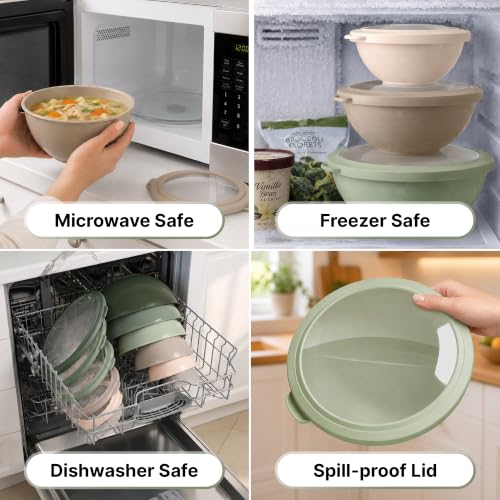 12 Piece Plastic Mixing Bowls with Leak (Forest Ombre)