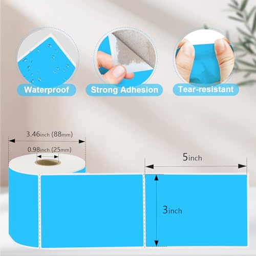 3 x 5 inch Home Moving Box Labels for Storage Bins 300pcs Colored Blank Label Sticker for Shipping Thermal Printer Color Coding Rectangle Moving Labels for Packing Boxes Sky Blue (Sky Blue)