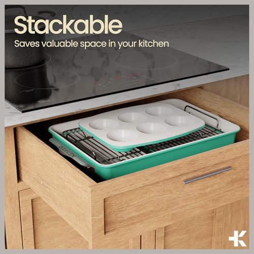 Bakken 8 Piece Stackable Bakeware Set (Teal)