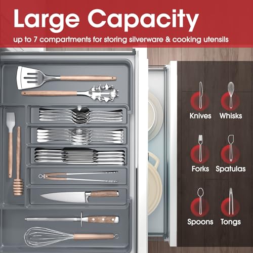 Silverware Drawer Organizer (Large / Grey)