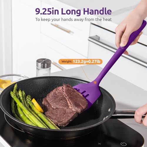 Silicone Turner Spatula Set of 2 (Purple / 13.6 in)
