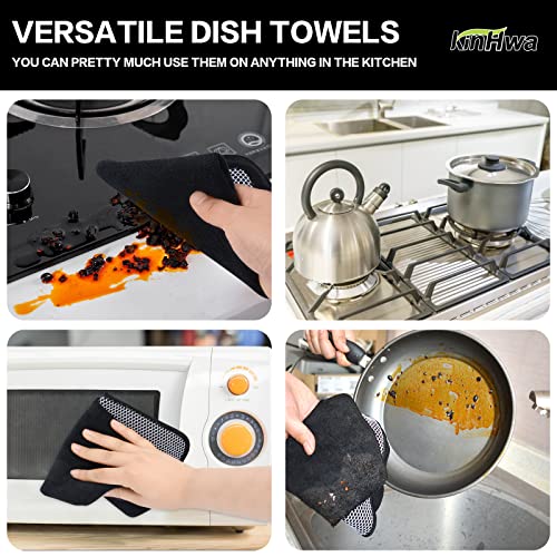 Dish Cloths for Washing Dishes with Scrub Side (Black / 12inchx12inch)