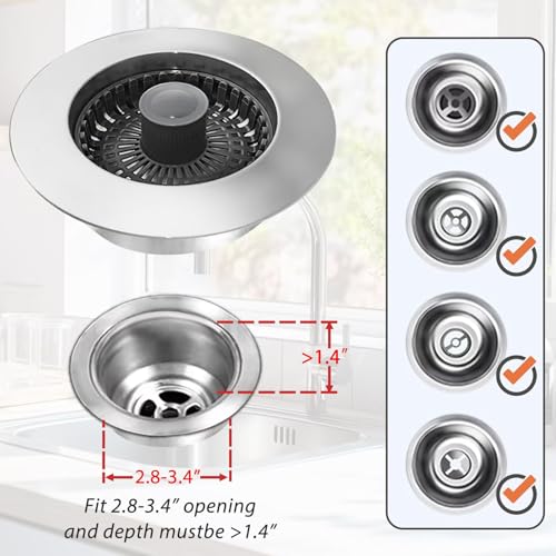 Kitchen Sink Drain Strainer (Chrome Silver)