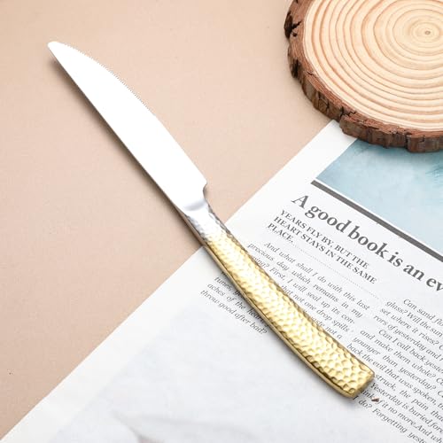 Hammered Silverware Set For 4 (20pcs Gold)