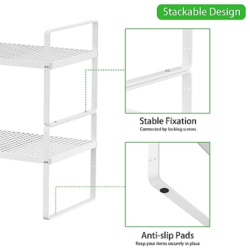 Expandable Storage Shelf (White 3 Packs / Large - 10.2"W x (16.5"-27.1")L x 9.8"H)