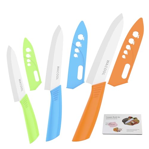 Kitchen Ceramic Knife Set with Sheaths (Colorful Handle with white blade)