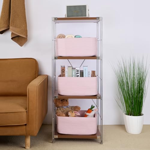 Large Storage Baskets for Organizing (4pcs-L17×W13×H7.5" / Light Pink)