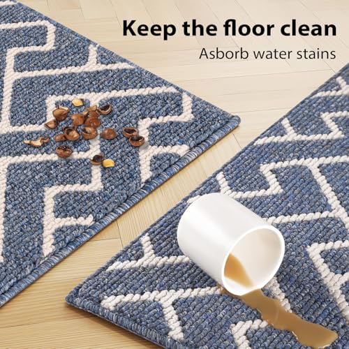 Kitchen Runner Rugs (Light Blue / 20"x48"+20"x32")
