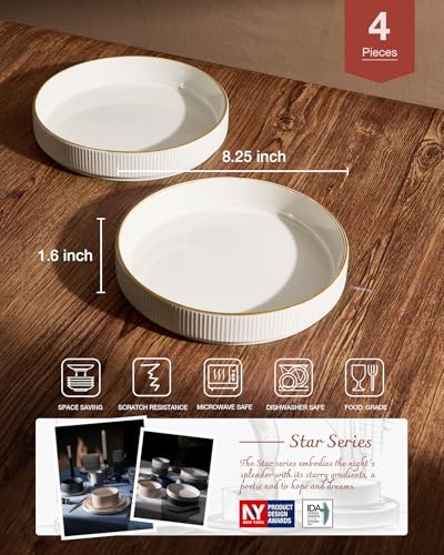 Star 8.25" Pasta Bowls Set of 4 (White / 4 Pcs)
