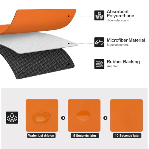 Dish Drying Mat for Kitchen Counter (Orange / 18" x 32")