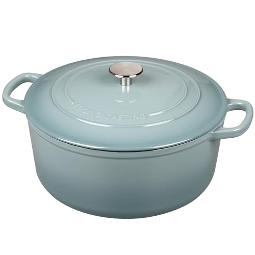 Enameled Dutch Ovens Cast Iron Dutch Oven Pot with Lid for Bread Baking (Seasalt / 5.5QT)