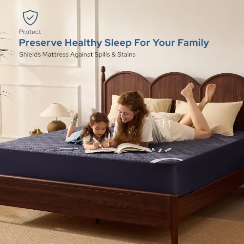 Waterproof Mattress Protector (3 Navy Blue / Queen)