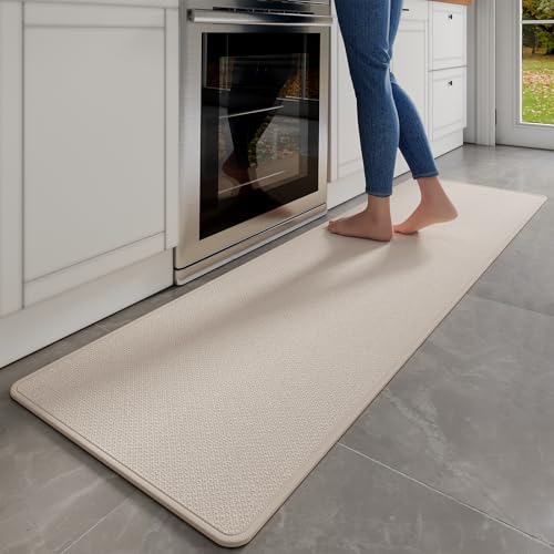 Long Kitchen Runner Rugs Kitchen Mat Non Slip Washable Beige 17"x71" (A- Beige / 17"x71")