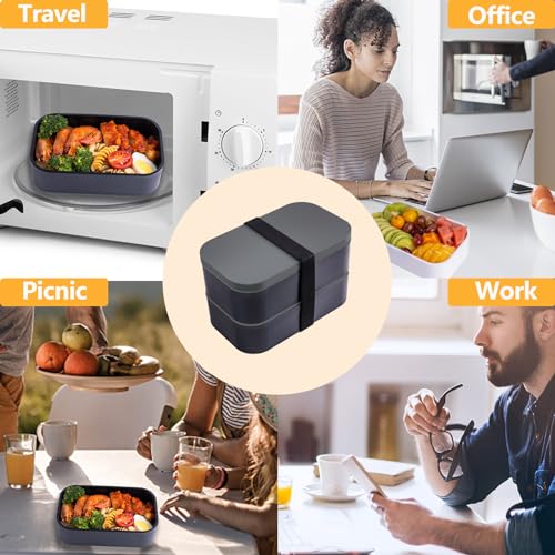 Bento Box with Lunch Bag Microwavable All (Grey)