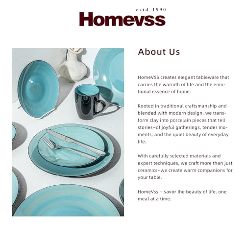 HomeVss Stoneware Sonoma Dinnerware Set (16pc Set / Turquoise)