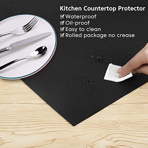 Silicone Mats for Kitchen Counter Thicker Extra Large Heat Resistant Mats Countertop Protector Liners for Bottom of Oven Air Fryer Coffee Maker (24"L x 16"W / Black)