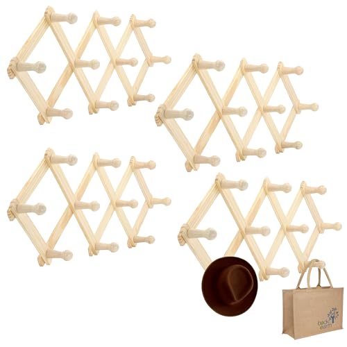 Set of 4 RAM PRO Accordion Style Wood Expandable Wall Rack for Hat (4 Pack)