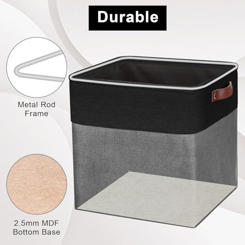 13x13 Cube Storage Bins (Gray / Black / Cube - 13"x13"x13")