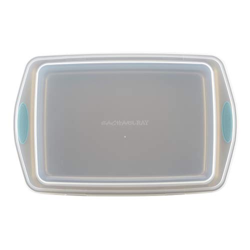 Cucina Nonstick Baking Pan (Latte Brown with Agave Blue Grips / 9" x 13" / With Lid)