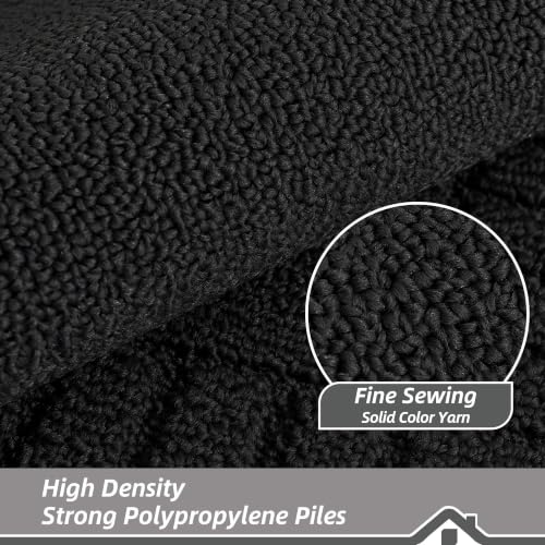 Kitchen Rugs Non Slip Washable 2PCS (Black / 20"x30"+20"x48" (Rectangular))