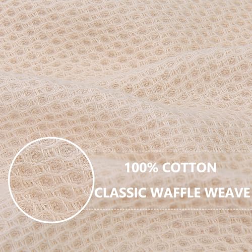 100% Cotton Waffle Weave Kitchen Dish Towels 12 (Beige / 13 X 28 - 12 Pack)