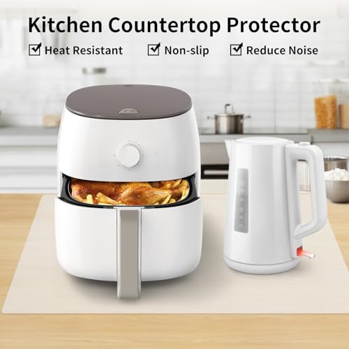 Silicone Mats for Kitchen Counter Thicker Extra Large Heat Resistant Mats Countertop Protector Liners for Bottom of Oven Air Fryer Coffee Maker (24"L x 16"W / Translucent)