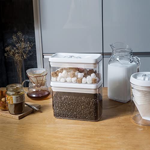 Flip Tite Food Storage Container with Lid 4” RECTANGLE Airtight Ring Flip Lock Top (White / 4")