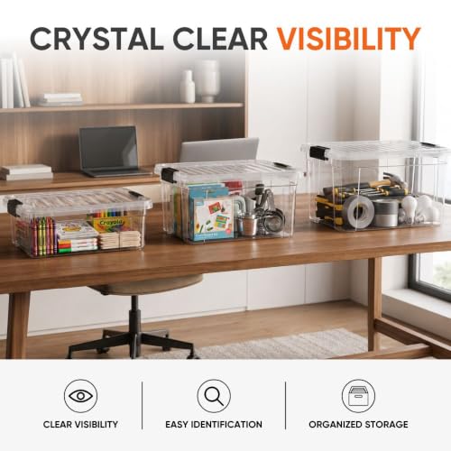 14.7 Quart Clear Plastic Storage Boxes with Lids (14.7 Quart)