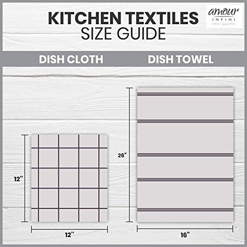 Kitchen Towels Pack of 4 (Gray Stripes / 16" x 26" - 4 pack)